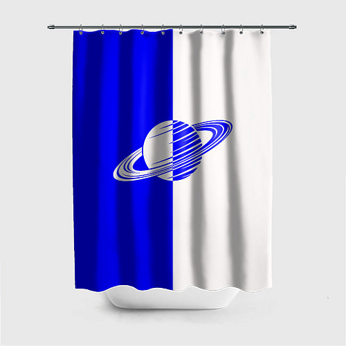 Шторка для ванной Сатурн сине-белый / 3D-принт – фото 1
