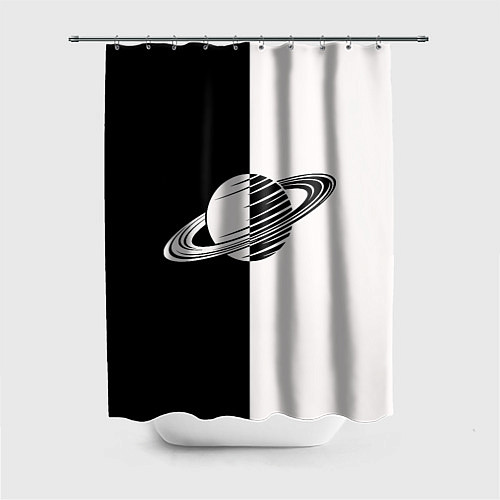 Шторка для ванной Сатурн черно-белый / 3D-принт – фото 1