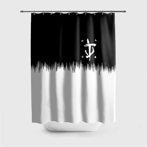Шторка для ванной Doom краски черно белый / 3D-принт – фото 1