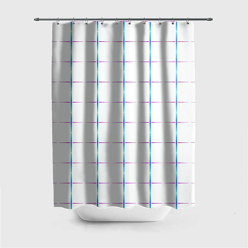 Шторка для ванной Color white blue stripes / 3D-принт – фото 1