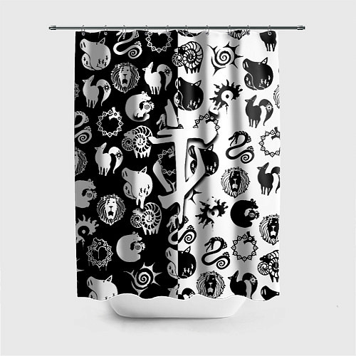 Шторка для ванной Doom anime black pattern / 3D-принт – фото 1