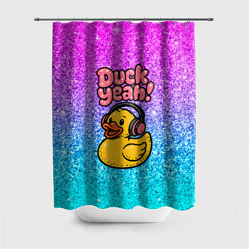 Шторка для ванной Duck yeah - утка в наушниках / 3D-принт – фото 1