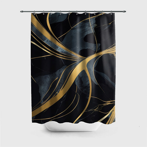 Шторка для ванной Мраморный узор с золотыми полосками / 3D-принт – фото 1