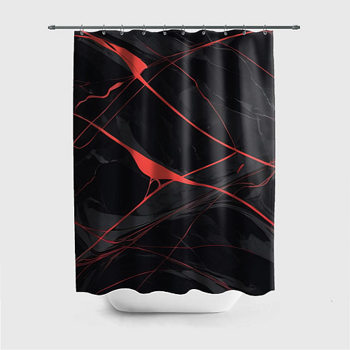 Шторка для ванной Текстура мрамора с красными полосками / 3D-принт – фото 1