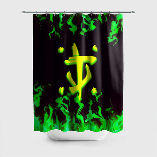 Шторка для ванной Doom зелёный огонь / 3D-принт – фото 1