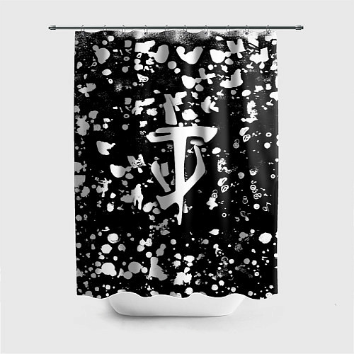 Шторка для ванной Дум белые брызги красок / 3D-принт – фото 1