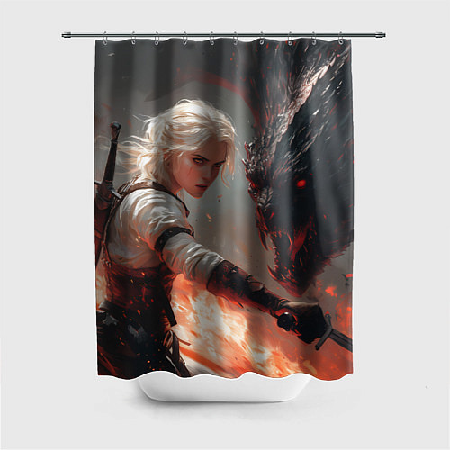 Шторка для ванной Цири сражается с монстром / 3D-принт – фото 1