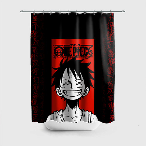 Шторка для ванной Ван Пис, Луффи на красном / 3D-принт – фото 1