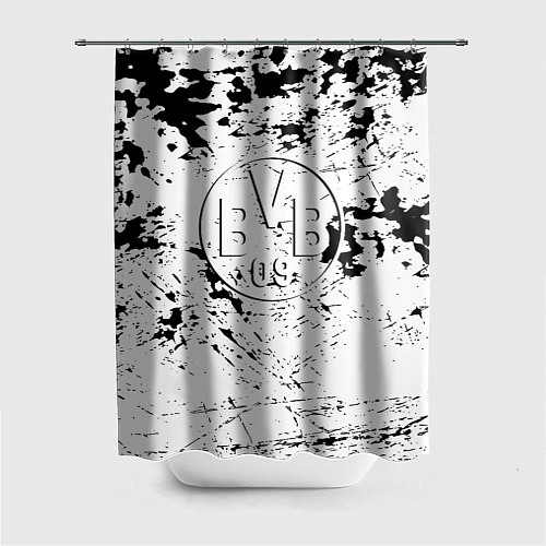 Шторка для ванной Borussia черно белые краски / 3D-принт – фото 1