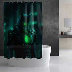 Шторка для душа Кибер-волк, цвет: 3D-принт — фото 2