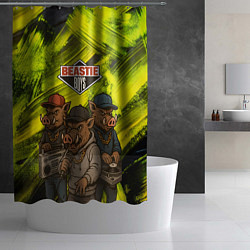 Шторка для душа Beastie boys в образе кабанов, цвет: 3D-принт — фото 2