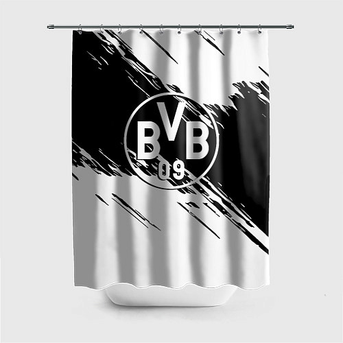 Шторка для ванной Borussia черно белые полосы / 3D-принт – фото 1