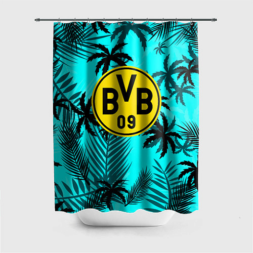 Шторка для ванной Borussia неоновые тропики гта / 3D-принт – фото 1