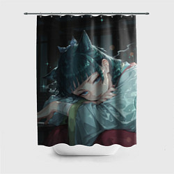 Шторка для ванной Маомао с кошачьими ушками