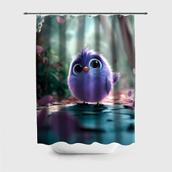 Шторка для душа Круглый удивленный птенец, цвет: 3D-принт