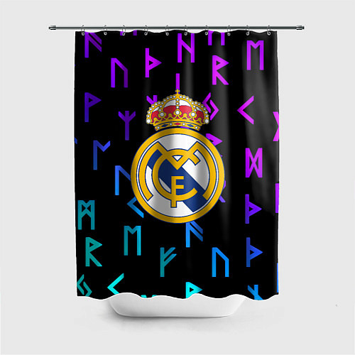 Шторка для ванной Реал Мадрид неоновые символы / 3D-принт – фото 1