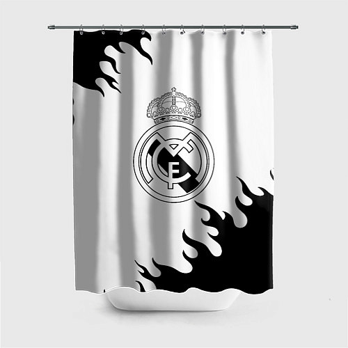 Шторка для ванной Реал Мадрид черный огонь / 3D-принт – фото 1
