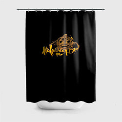 Шторка для ванной Хэллоуин - Тыква в паутине