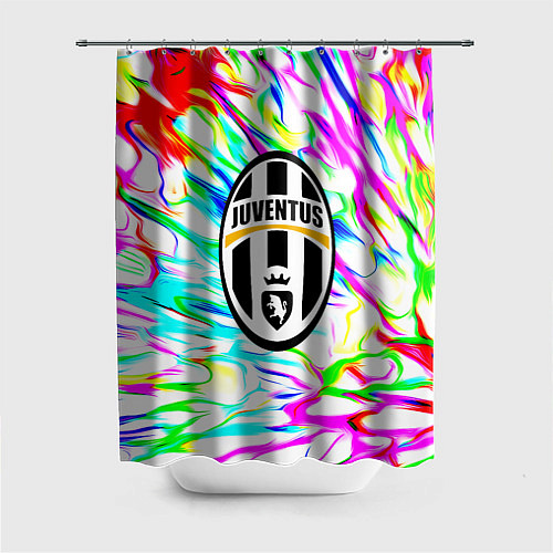 Шторка для ванной Ювентус жидкие краски текстура / 3D-принт – фото 1