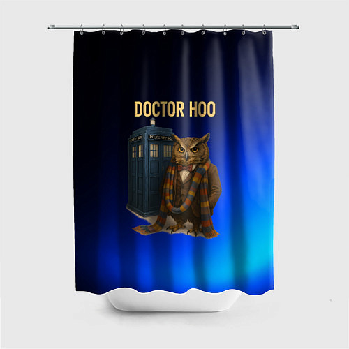 Шторка для ванной Doctor Hoo сова у телефонной будки / 3D-принт – фото 1
