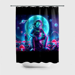 Шторка для душа Космонавты Рик и Морти - неоновый космос, цвет: 3D-принт