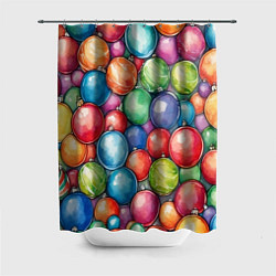 Шторка для ванной Россыпь новогодних шаров