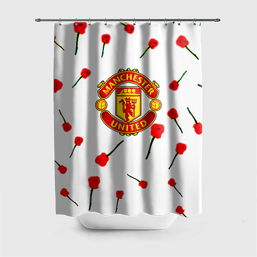 Шторка для ванной Манчестер Юнайтед розы паттерн / 3D-принт – фото 1