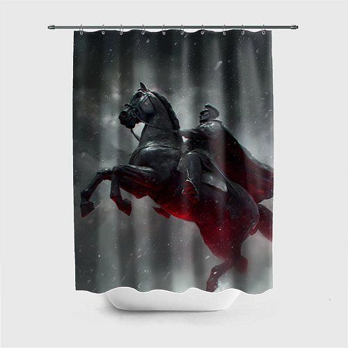 Шторка для ванной Всадник в плаще на коне / 3D-принт – фото 1