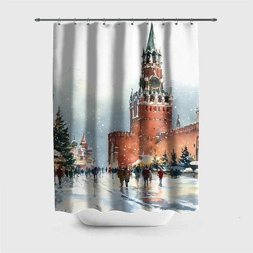 Шторка для ванной Новогодний Кремль / 3D-принт – фото 1