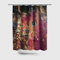 Шторка для душа Новогодняя милая пони, цвет: 3D-принт