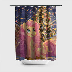 Шторка для ванной Милая пони и новый год