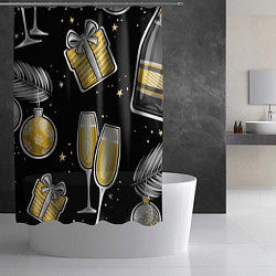 Шторка для душа Новогодний вайб, цвет: 3D-принт — фото 2