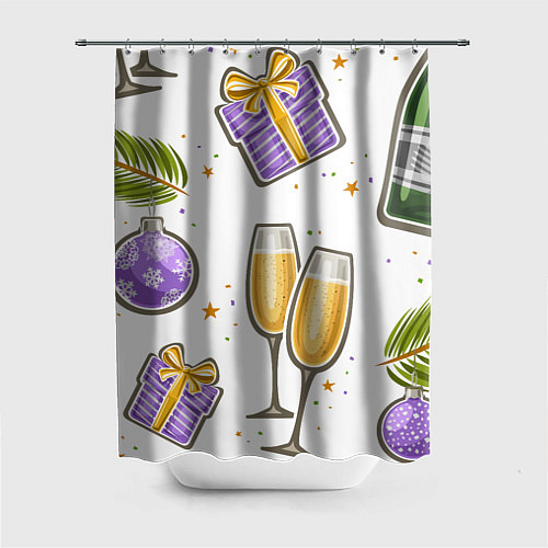 Шторка для ванной Новогодний вайб / 3D-принт – фото 1