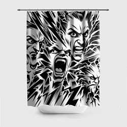 Шторка для душа Свирепые лица и молнии - нейроарт, цвет: 3D-принт