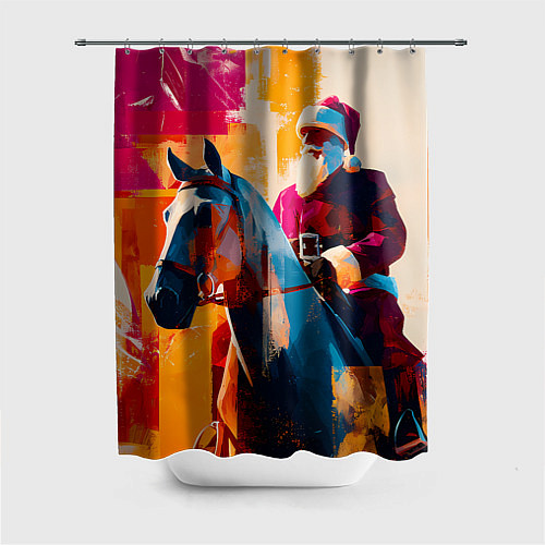 Шторка для ванной Дед Мороз на коне / 3D-принт – фото 1