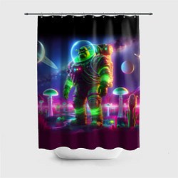 Шторка для ванной Космонавт Шрук в неоновом скафандре на загадочной