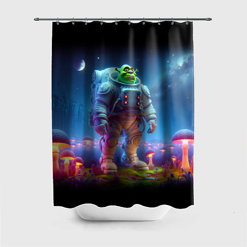 Шторка для ванной Шрек бравый космонавт - неоновое свечение / 3D-принт – фото 1