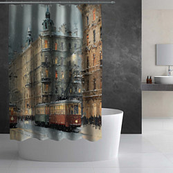 Шторка для душа Трамваи в зимнем Санкт-Петербурге, цвет: 3D-принт — фото 2