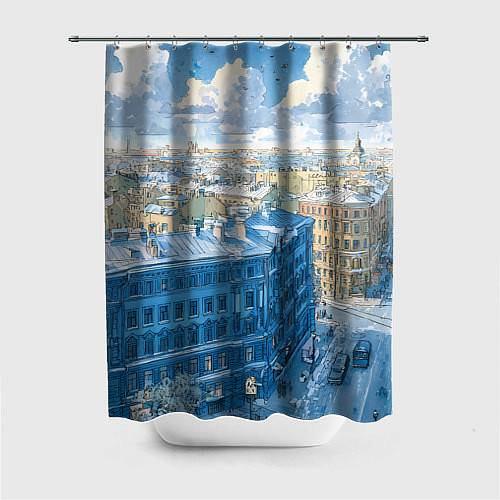 Шторка для ванной Зимний утренний Питер / 3D-принт – фото 1