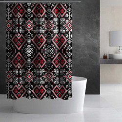 Шторка для душа Славянский орнамент обережный, цвет: 3D-принт — фото 2