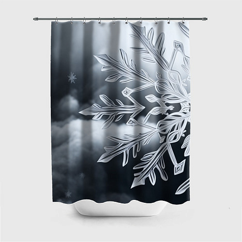 Шторка для ванной Снежинка на черно белое / 3D-принт – фото 1