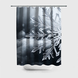 Шторка для ванной Снежинка на черно белое