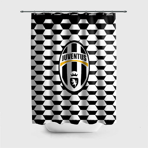 Шторка для ванной Juventus геометрия черно белая / 3D-принт – фото 1