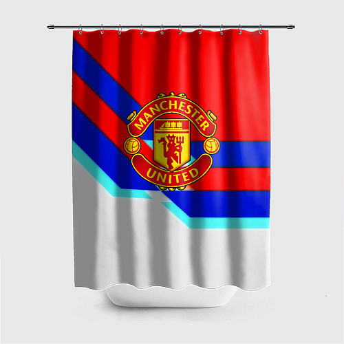 Шторка для ванной Манчестер Юнайтед полосы геометрия / 3D-принт – фото 1