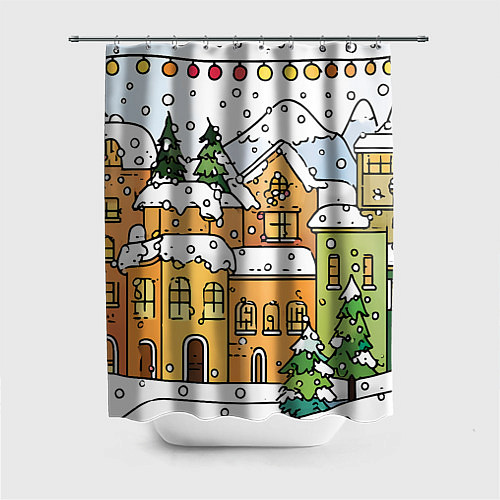 Шторка для ванной Новогодний снегопад / 3D-принт – фото 1