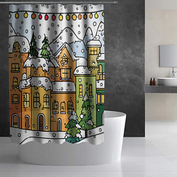 Шторка для душа Новогодний снегопад, цвет: 3D-принт — фото 2