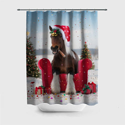 Шторка для ванной Новогодний конь