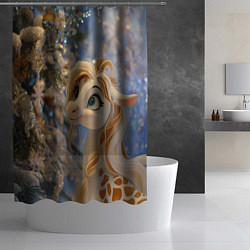 Шторка для душа Новогодняя лошадка в крапинку, цвет: 3D-принт — фото 2