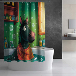 Шторка для душа Лошадь моется в ванной, цвет: 3D-принт — фото 2