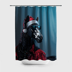Шторка для ванной Лошадь в новогоднем стиле